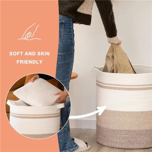 80L Laundry Baskets Hamper with Handles,Decorative Basket for Living room,Woven - Picture 6 of 7